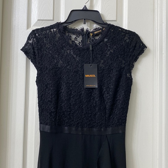 •NWT•Miusol Lace/Ruffle Black Dress - Picture 3 of 15